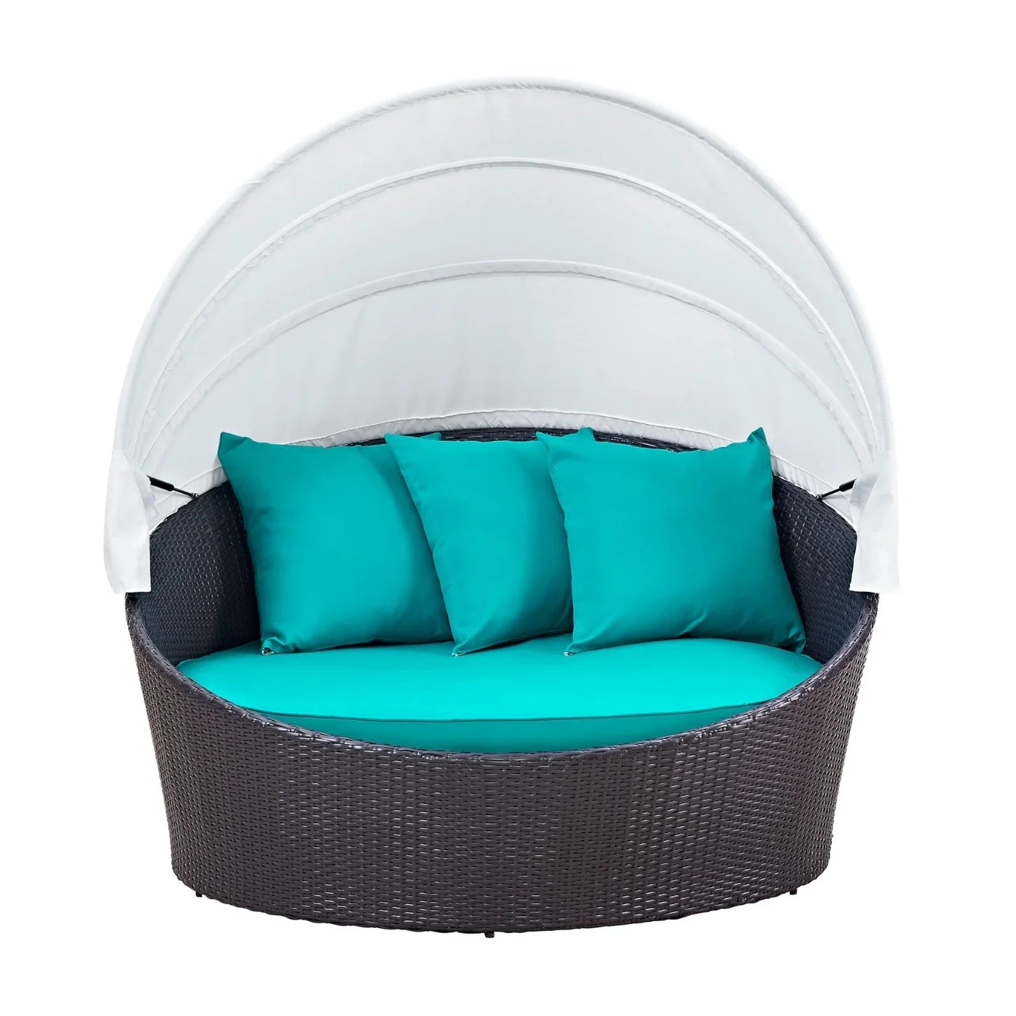 Simisola Outdoor Rattan Wicker Patio Daybed with Retractable Canopy