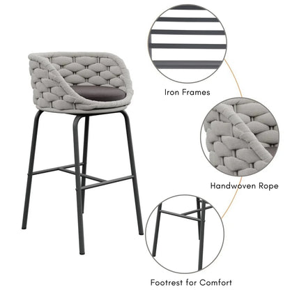 Natalia 2-Piece Outdoor Rope Bar Chairs – Stylish Comfort Built to Last