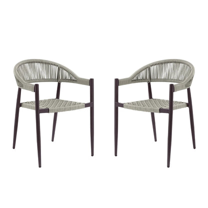 Mrinalini 2-Piece Outdoor Rope Patio Dining Chairs