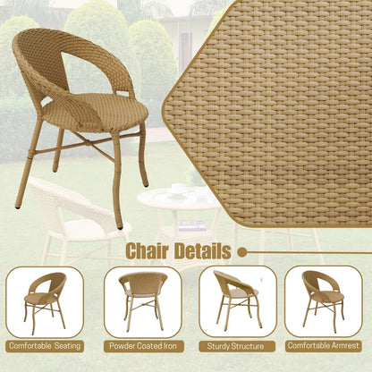 Reem 3-Piece Outdoor Rattan Wicker Patio Bistro Set