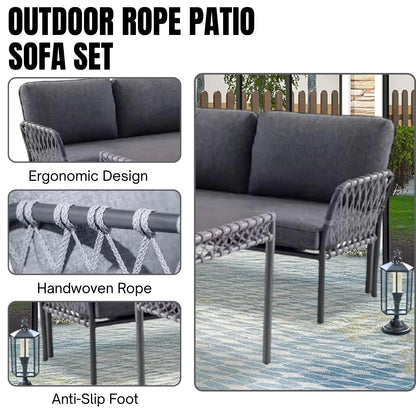 Waverly Outdoor Rope 5 Seater L-Shape Sofa