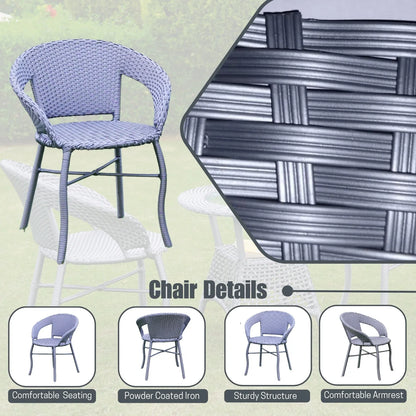 Soraya 3-Piece Outdoor Rattan Wicker Patio Bistro Set