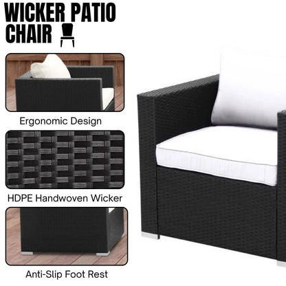 Tamara 6-Piece Outdoor Conversation Set (Black/Off-White)