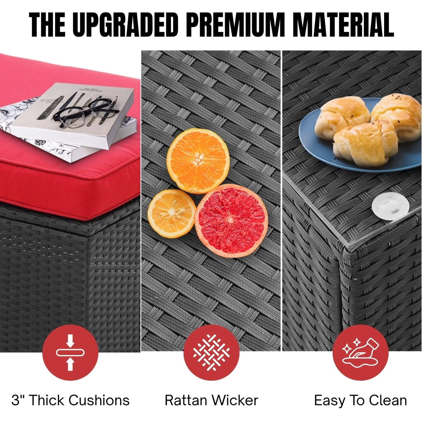 Zhilan 6-Piece Outdoor Wicker Sofa Set (Black/Red)