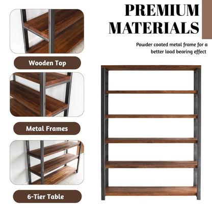 Areum 6-Tier Sheesham Wood Top Book Shelf
