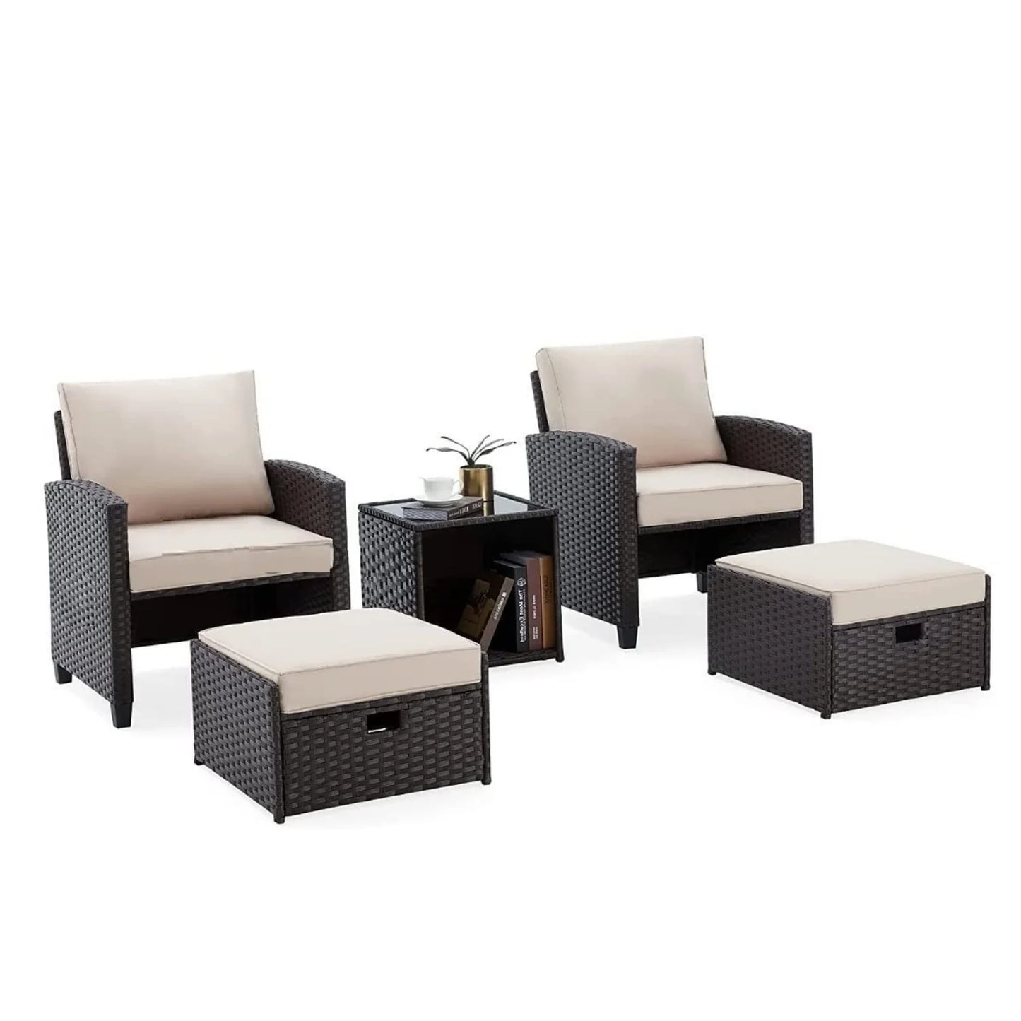 Verónica 5 Piece Outdoor Patio Wicker Furniture Set