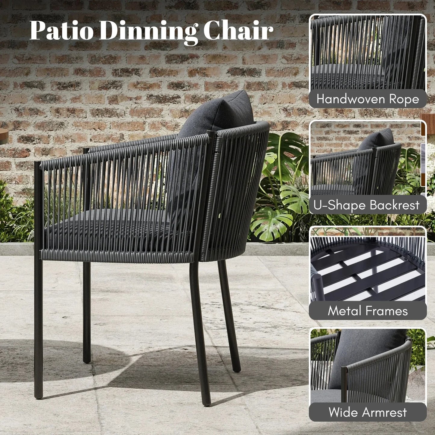Mackenzie 2-Piece Outdoor Rope Patio Dining Chairs