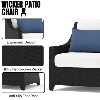 Saba All Weather Outdoor Wicker Garden L-Shape Sectional Conversation Set