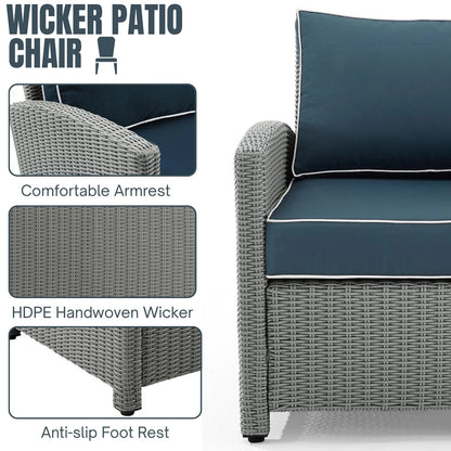 Vittoria 7 Piece Outdoor Wicker Conversation Furniture Set