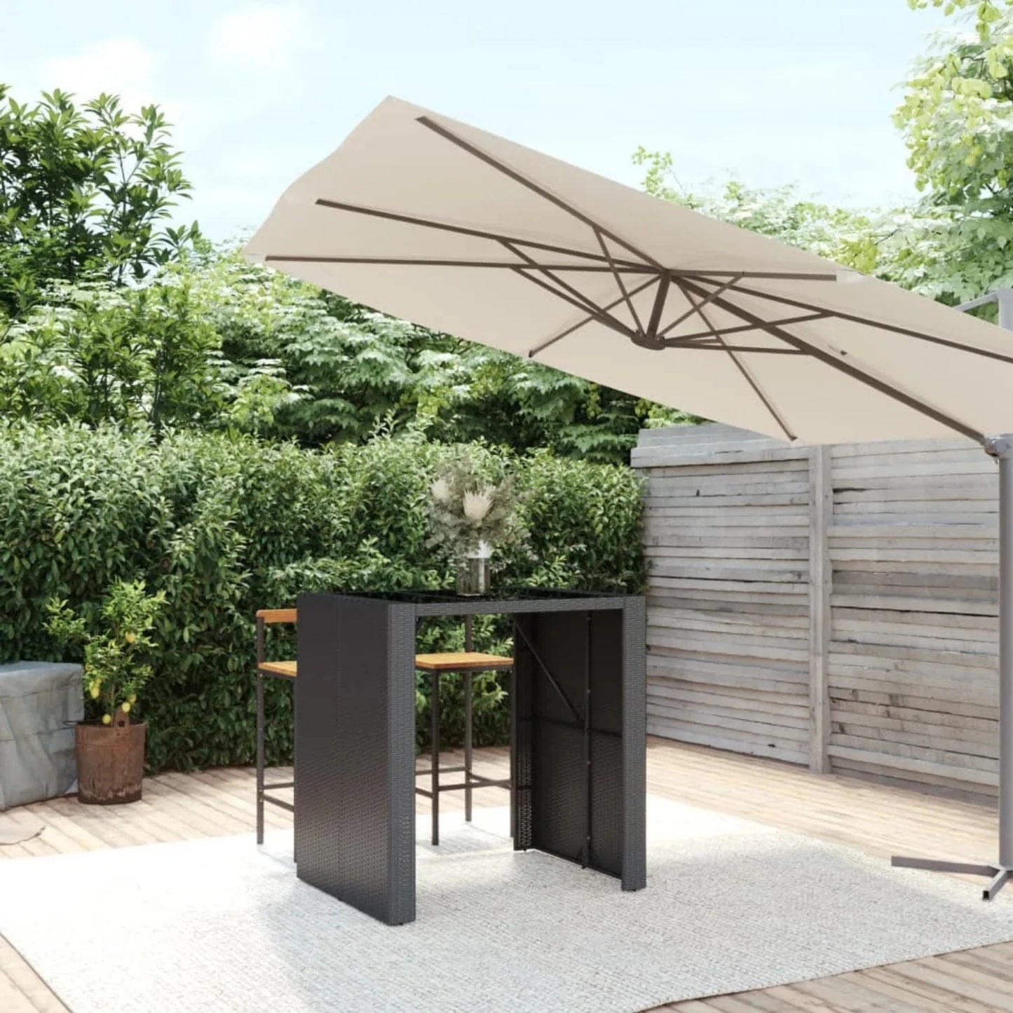 Dominga Outdoor Rattan Wicker Bar Table