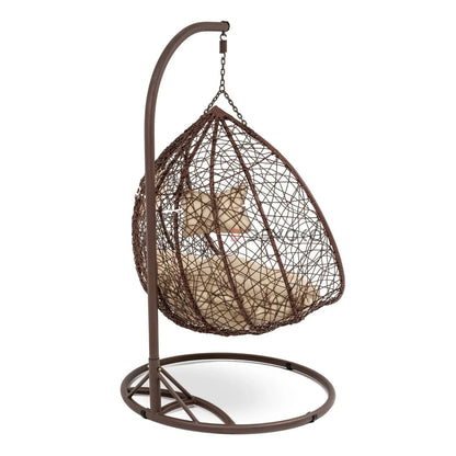 Hui Double Seater Rattan & Wicker Swing (Brown & Cream)
