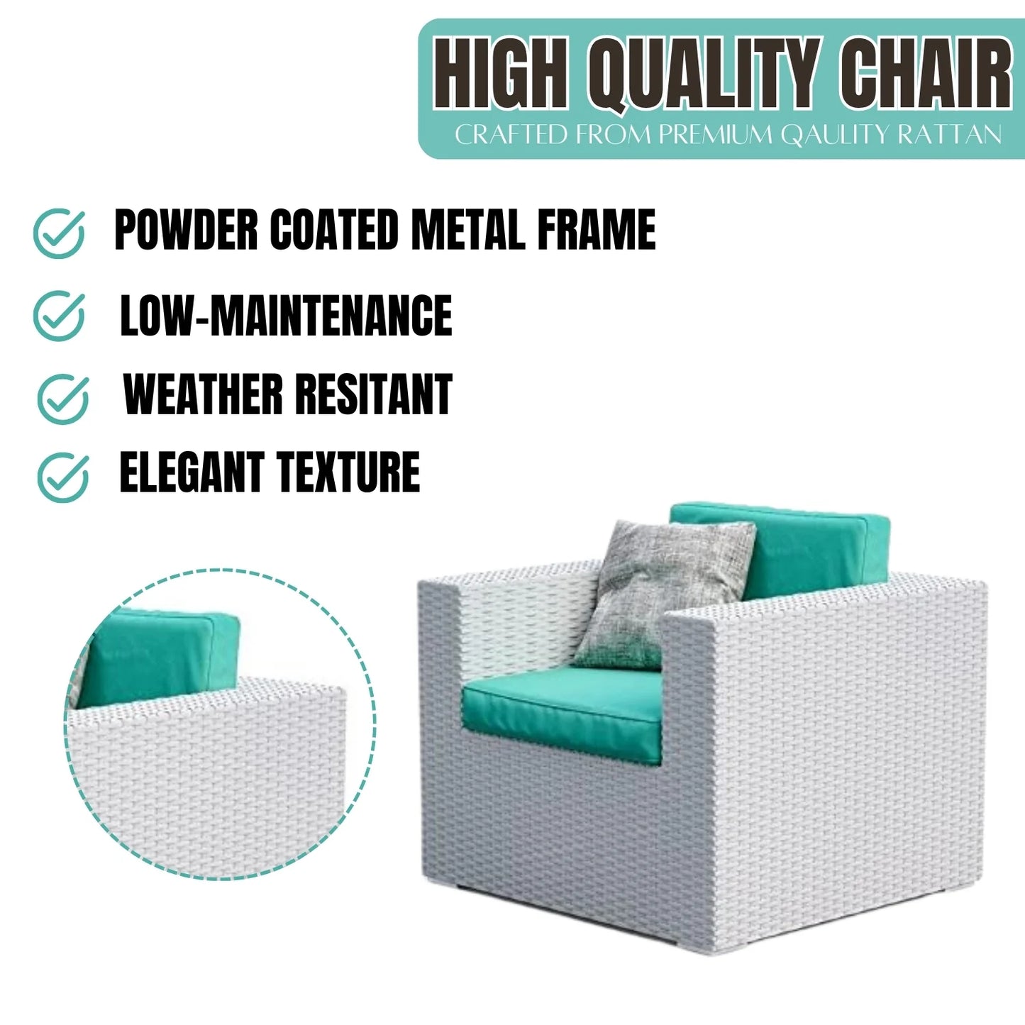 Tanvi 1-Piece Outdoor Wicker Single Seater Sofa
