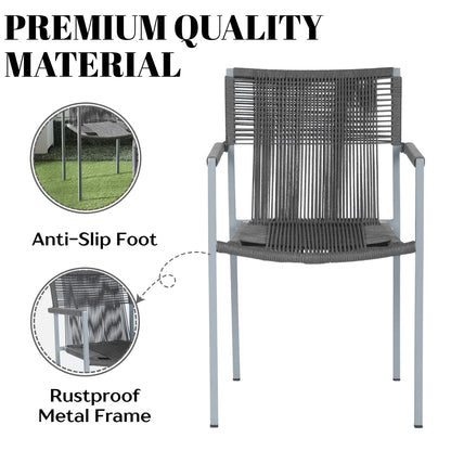Jovie Outdoor Rope 3-Piece Patio Set (Grey)