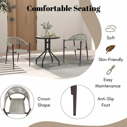 Mrinalini 2-Piece Outdoor Rope Patio Dining Chairs