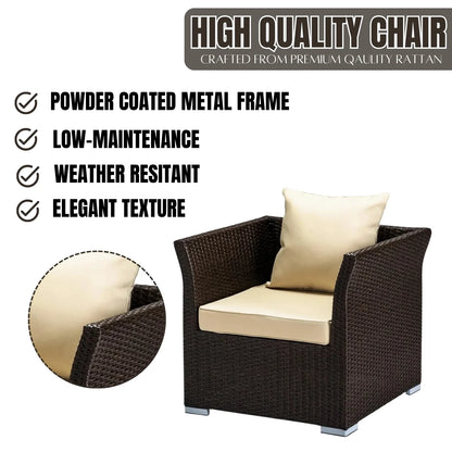 Inas Outdoor All-Weather Wicker Single Seater Sofa