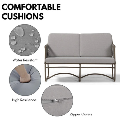 Isabeau Outdoor Rope Loveseat Sofa Set With Wooden Top Table