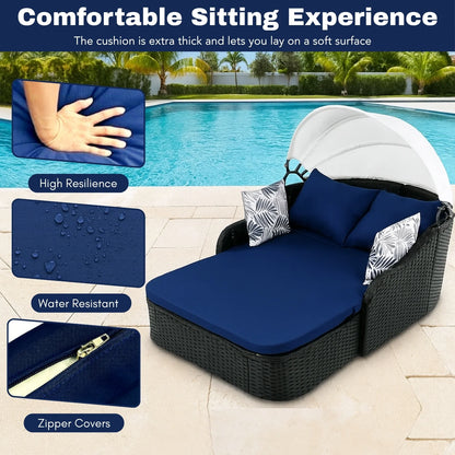 Vilde Outdoor Rattan Wicker Double Seater Canopy Daybed