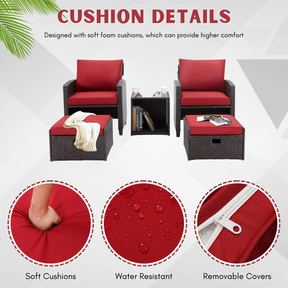 Calliope 5 Piece Outdoor Patio Wicker Furniture Set