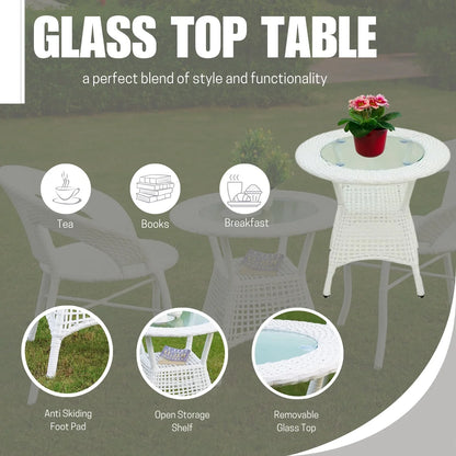 Zohra 3-Piece Outdoor Rattan Wicker Patio Bistro Set