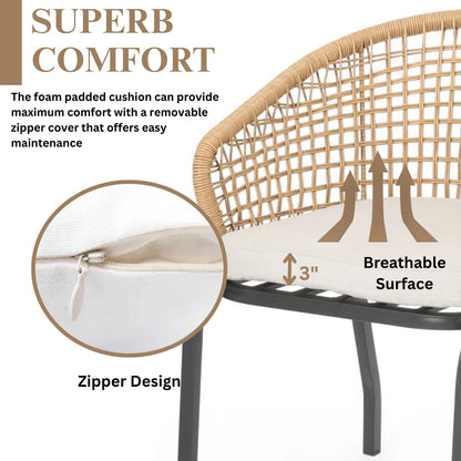 Clementine 3 Piece Garden Outdoor Rope Patio Set