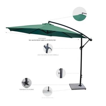 Rutendo 9 Ft Outdoor Offset Cantilever Patio Umbrella with Marble Base