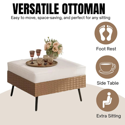 Ottilie Outdoor Rattan Wicker 8-Seater Sofa Set
