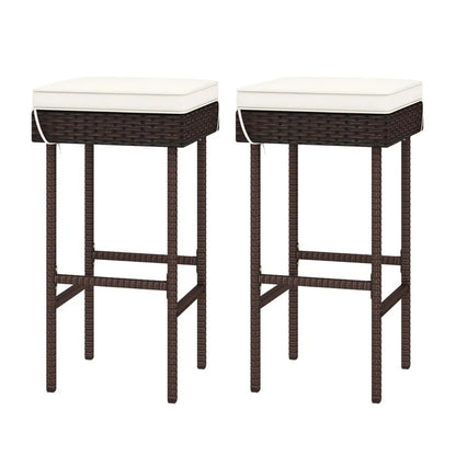 Lourdes 2-Piece Rattan Wicker Patio Bar Stools