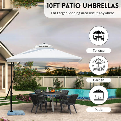 Eshwari 10ft Side Pole Square Shape Outdoor Umbrella With Marble Base (White)