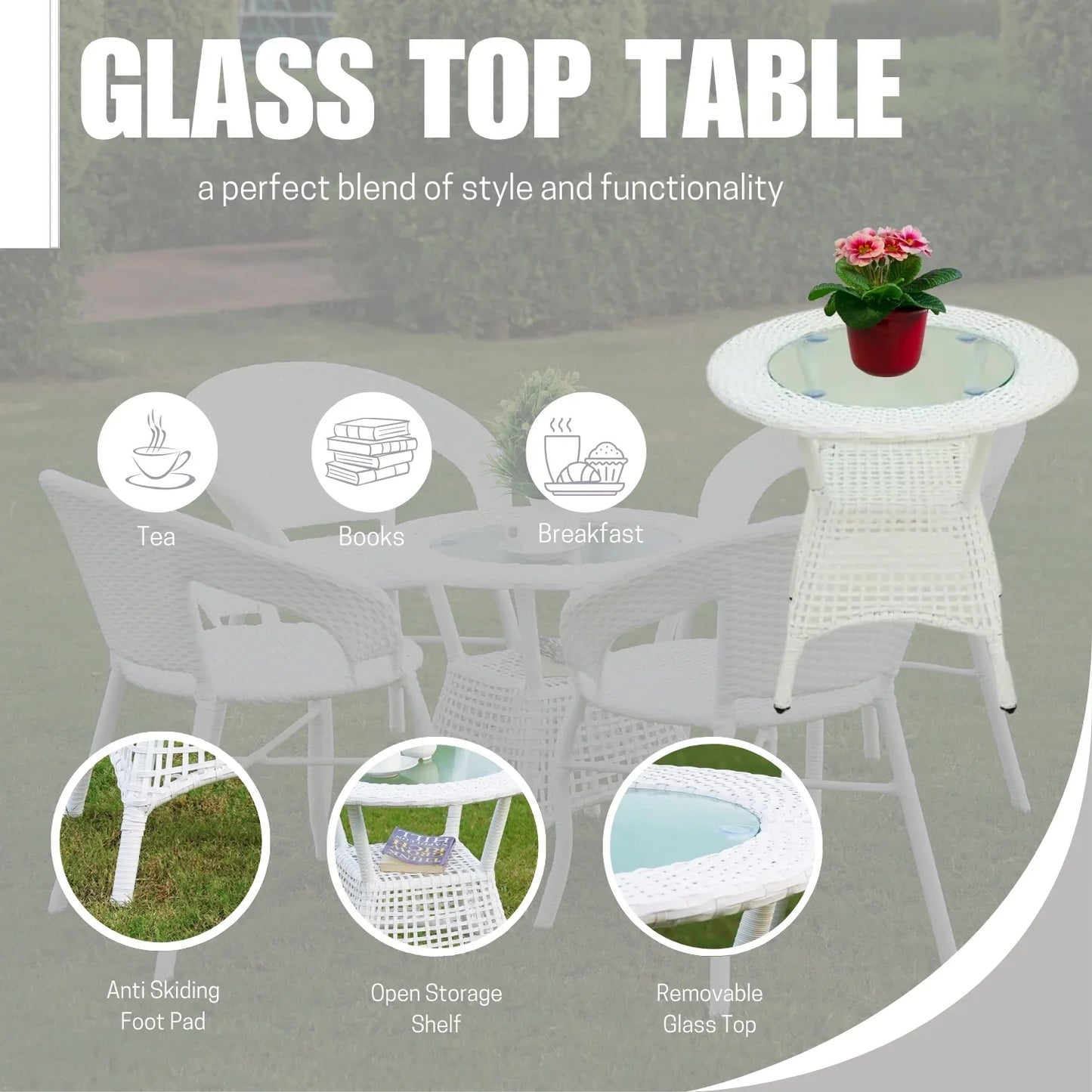 Kennedy 5-Piece Outdoor Rattan Wicker Patio Bistro Set