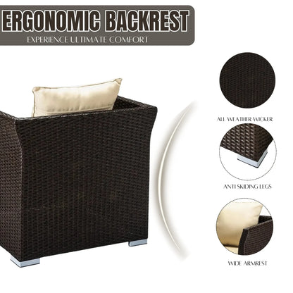 Inas Outdoor All-Weather Wicker Single Seater Sofa