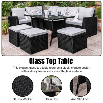 Paulina 6-Piece All-Weather Wicker Patio Furniture Set (Black/Grey)