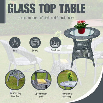 Soraya 3-Piece Outdoor Rattan Wicker Patio Bistro Set