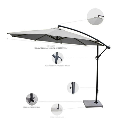 Tinashe 9 Ft Outdoor Offset Cantilever Patio Umbrella with Marble Base