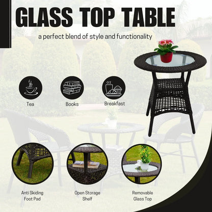 Sumaya 3-Piece Outdoor Rattan Wicker Patio Bistro Set