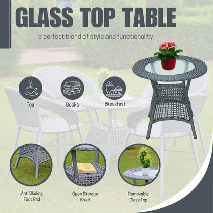 Mercedes 5-Piece Outdoor Rattan Wicker Patio Bistro Set