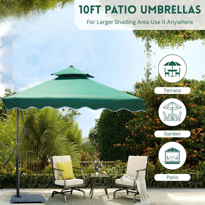 Vanya 10ft Side Pole Square Shape Outdoor Umbrella With Marble Base (Green)
