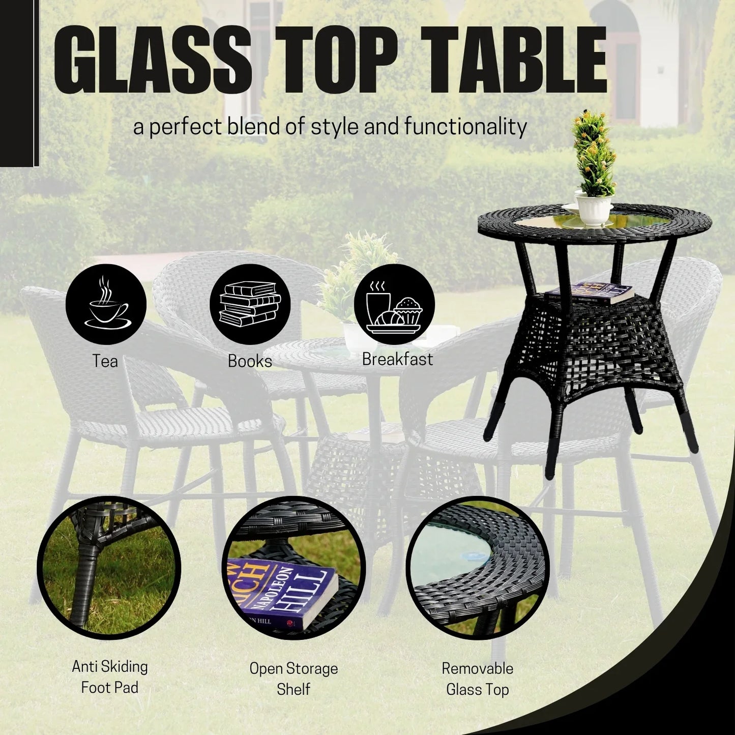 Piper 5-Piece Outdoor Rattan Wicker Patio Bistro Set