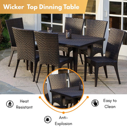 Jumanah Outdoor All-Weather Resistant Rattan Wicker 7-Piece Dining Set