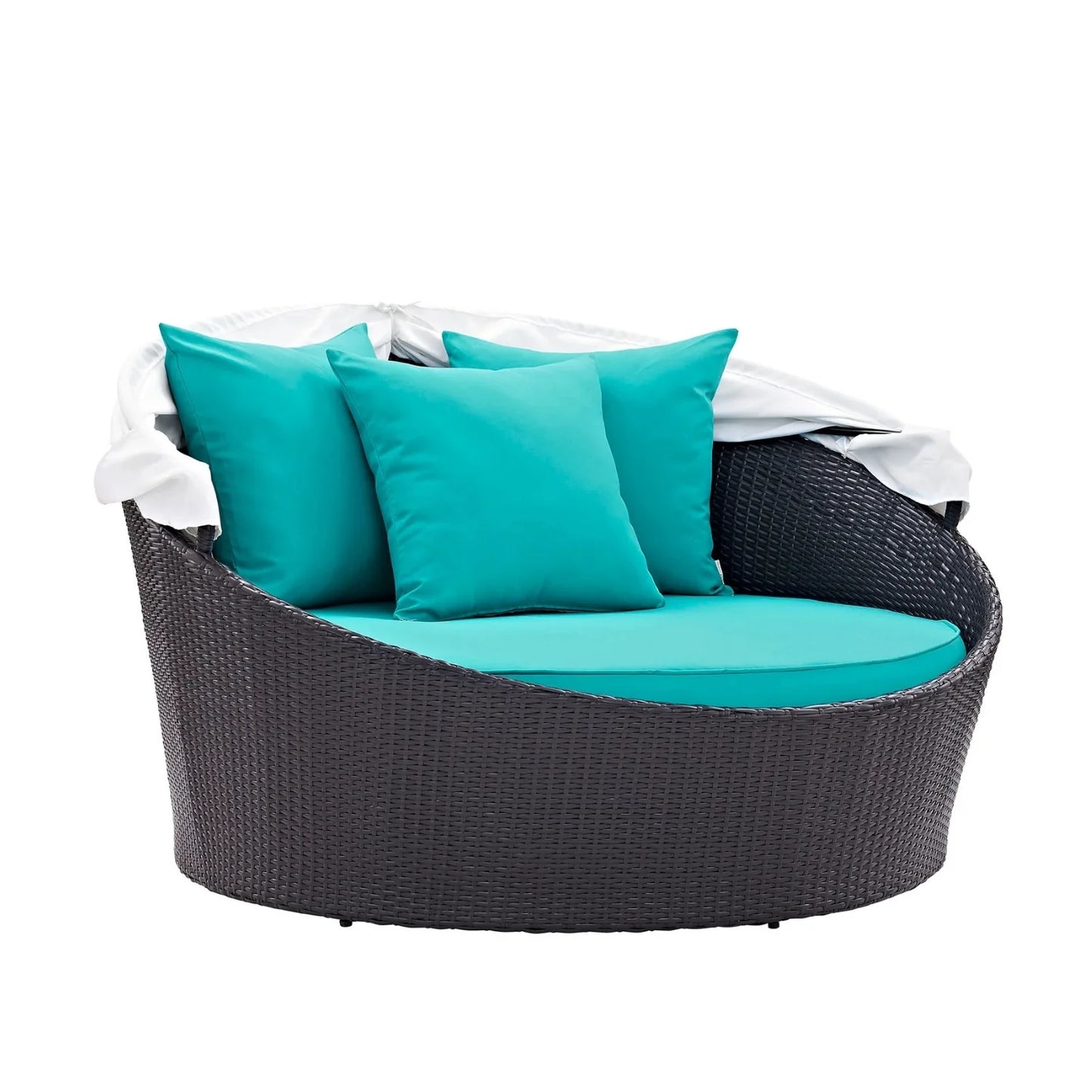 Simisola Outdoor Rattan Wicker Patio Daybed with Retractable Canopy