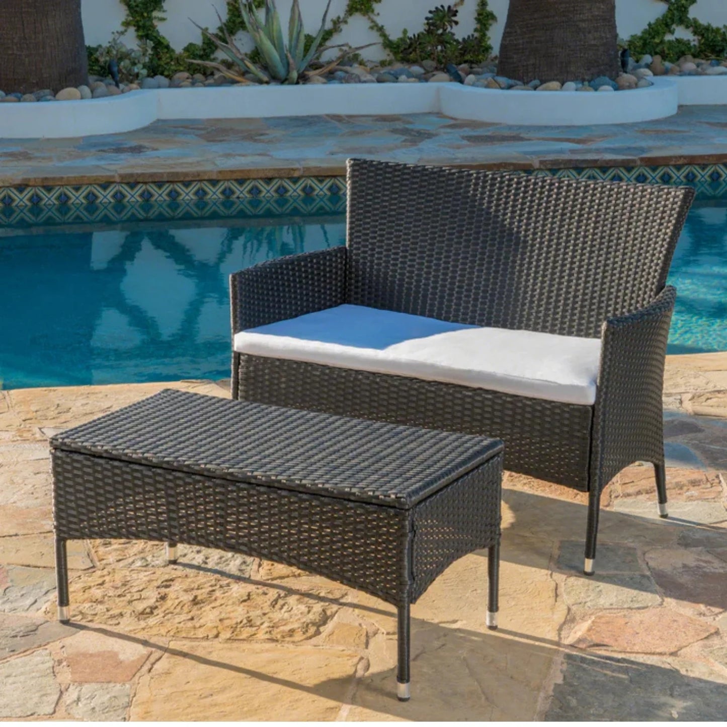 Nova 2-Piece Outdoor Rattan Wicker Loveseat Sofa