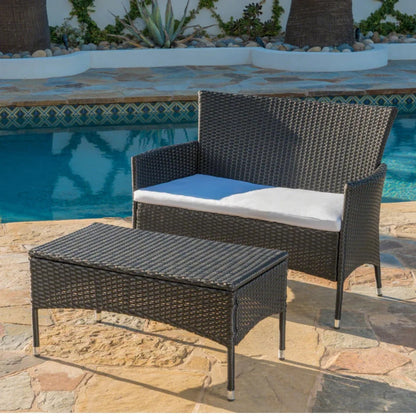 Nova 2-Piece Outdoor Rattan Wicker Loveseat Sofa