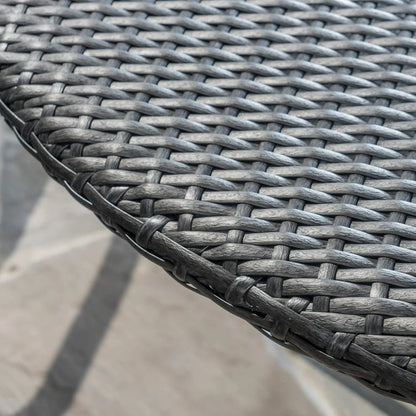 Rokia Outdoor Rattan Wicker Round Patio Table (Black)