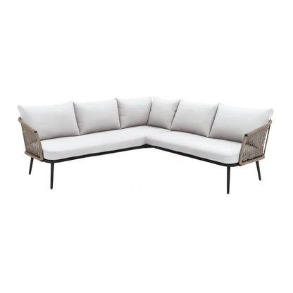 Genevieve Outdoor L-Shape All Weather Handwoven Rope Sofa Set