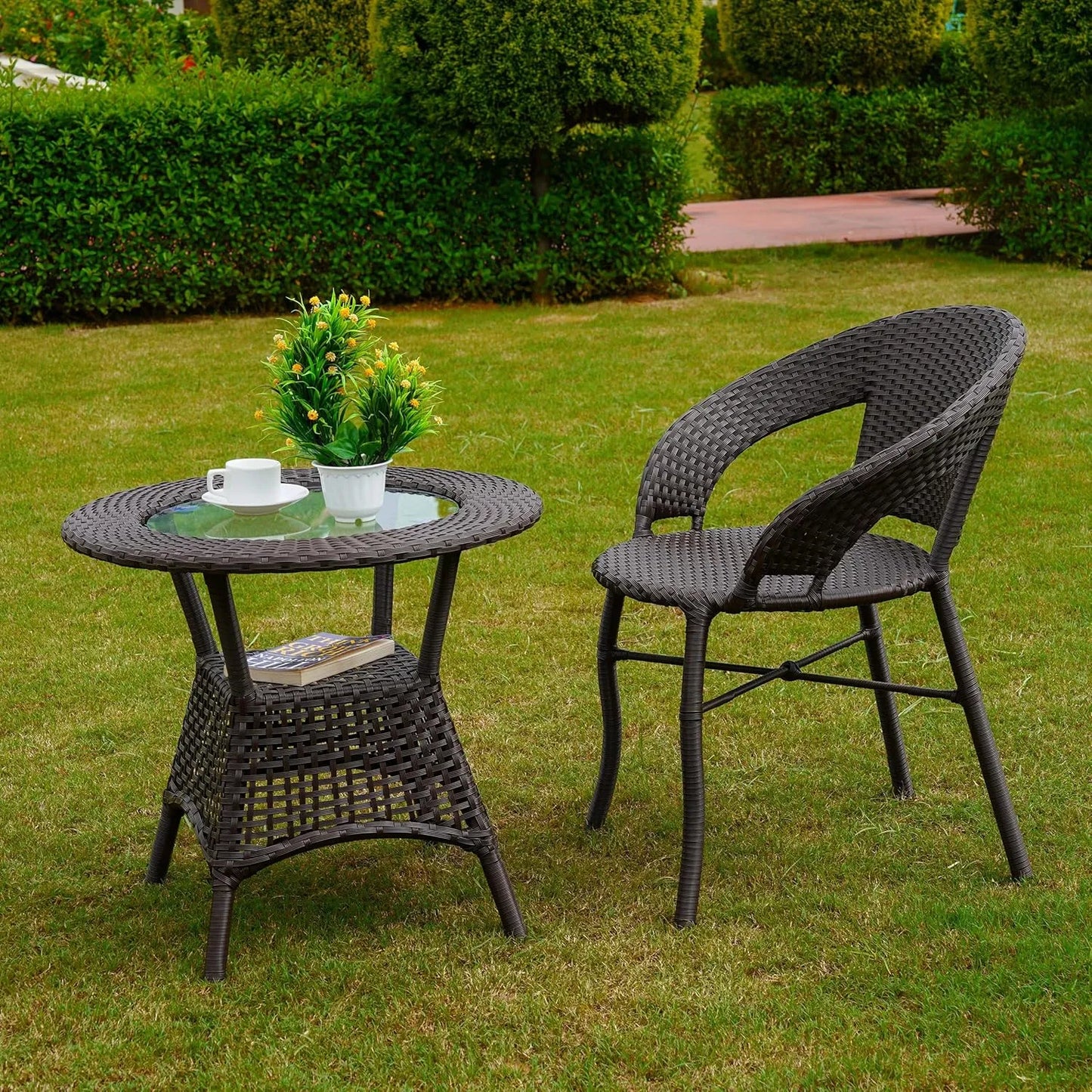 Falak 5-Piece Outdoor Rattan Wicker Patio Bistro Set