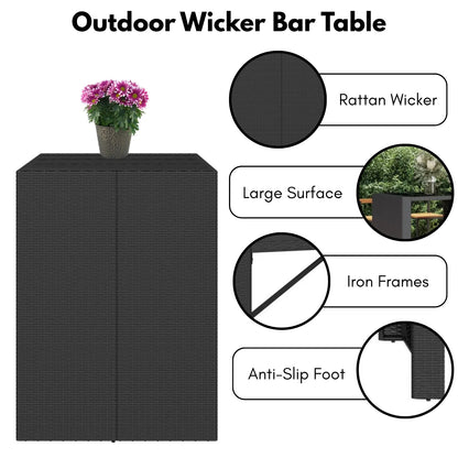 Dominga Outdoor Rattan Wicker Bar Table