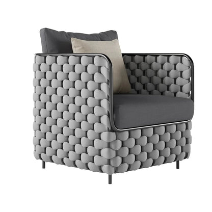 Rina 4 Piece Outdoor Rope Sofa Set with Glass Top Coffee Table (Light Grey & Dark Grey)