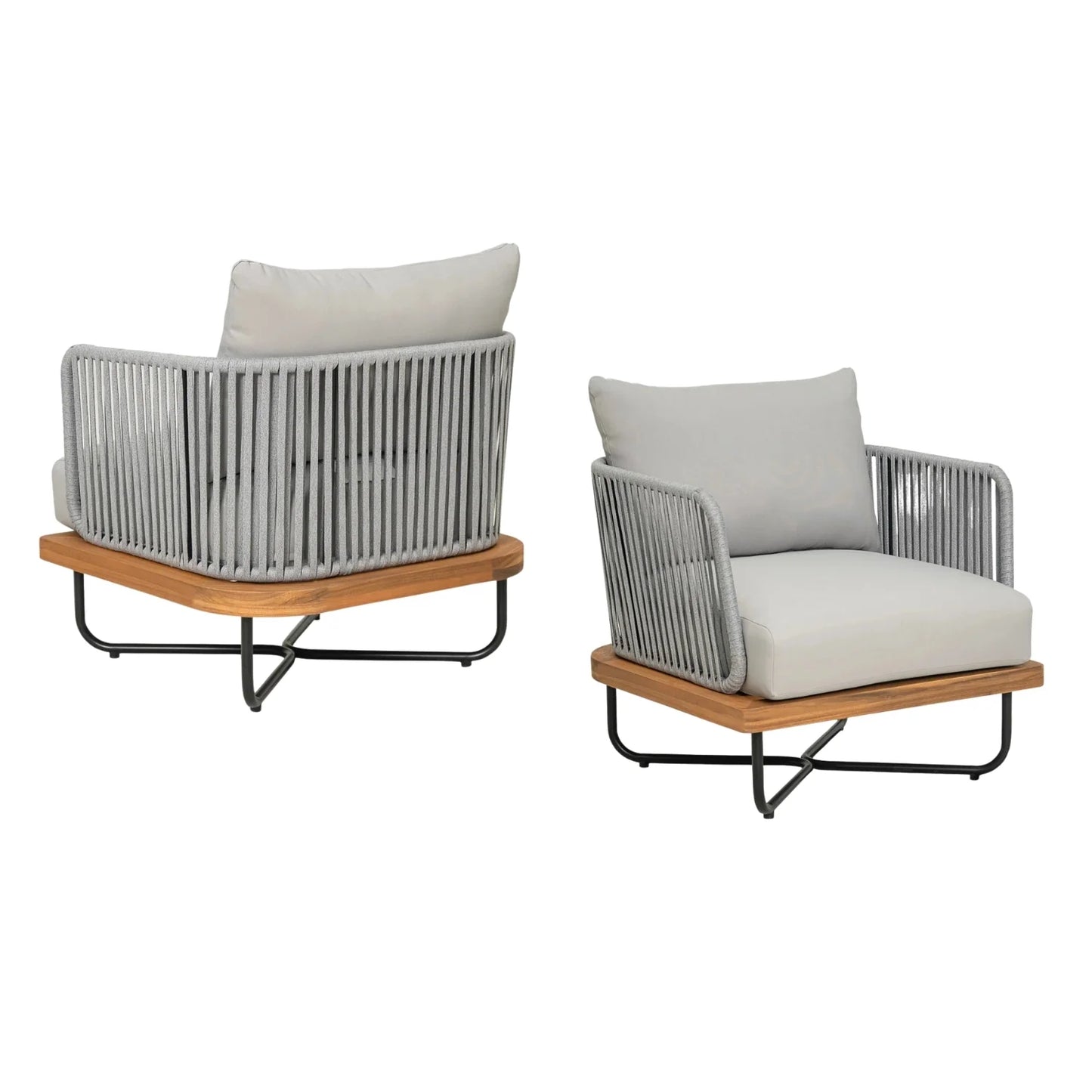 Oindrila Outdoor 6-Piece Rope Woven Conversation Sofa Set with Wooden Top Table