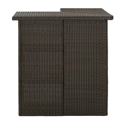 Nieves Outdoor Rattan Wicker Bar Table With Storage Selves