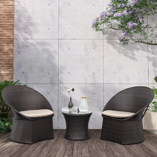 Aaradhya 3-Piece Outdoor Rattan Wicker Patio Set