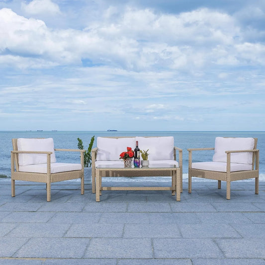 Stella 4 Pieces Patio Furniture Set, Outdoor Sectional Sofa